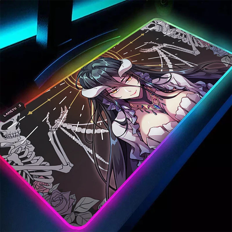 Mouse Pad Kawaii Gaming Accessories RGB Notbook Computer Speed Mini LED PC Gamer Keyboard Pad Overlord Albedo Desk Mat Mousepad