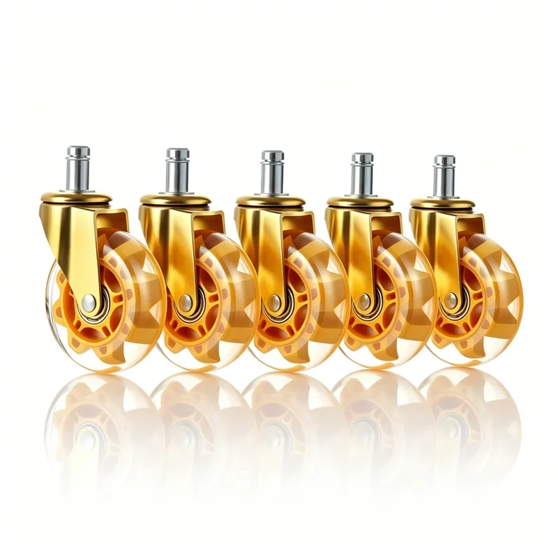 5 Pcs 3 Inch Transparent Wheel Office Chair Universal E-sports Pulley Roller Caster Insert Rod PU