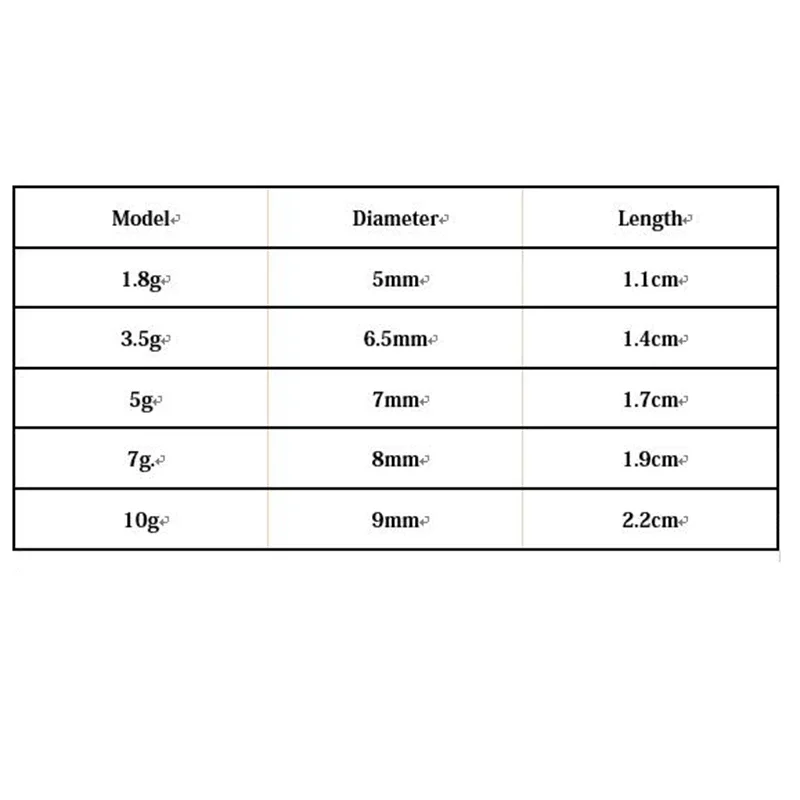 Outcit 10 pçs/lote pesos de chumbo de cobre 10g,7g,5g,3.5g,1.8g bala afiada acessórios de pesca de cobre equipamento de pesca