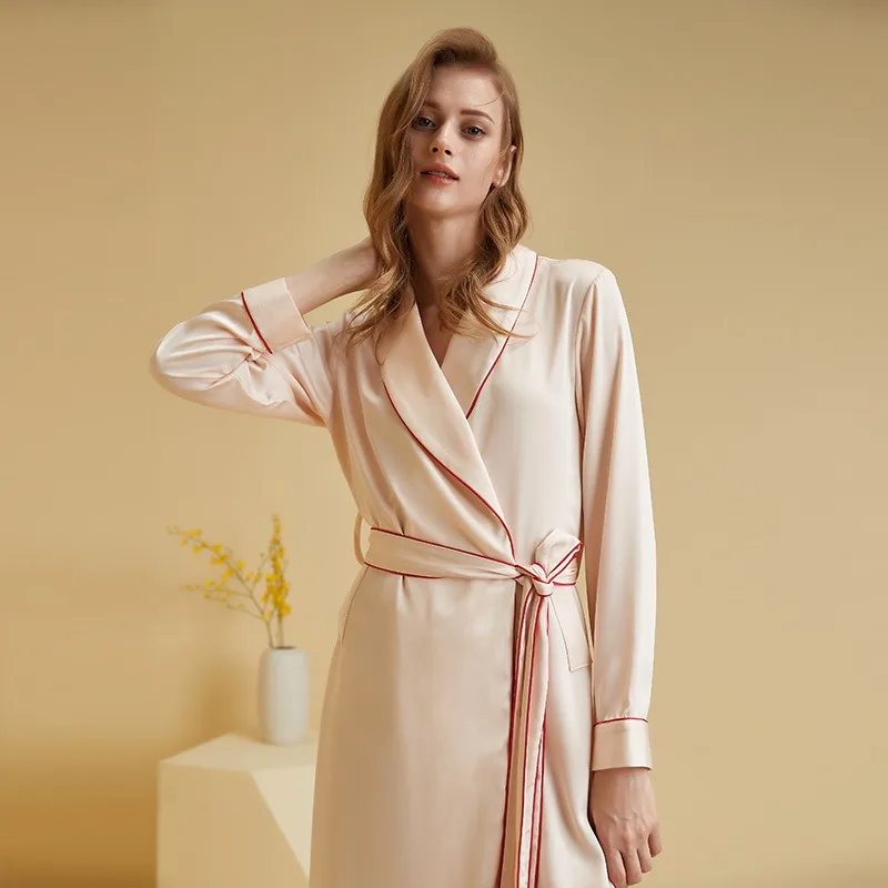 

2025 New Women's Pajamas Lace-Up Waist Skinny Bathrobes,Elegant Morning Gown Loungewear for Women