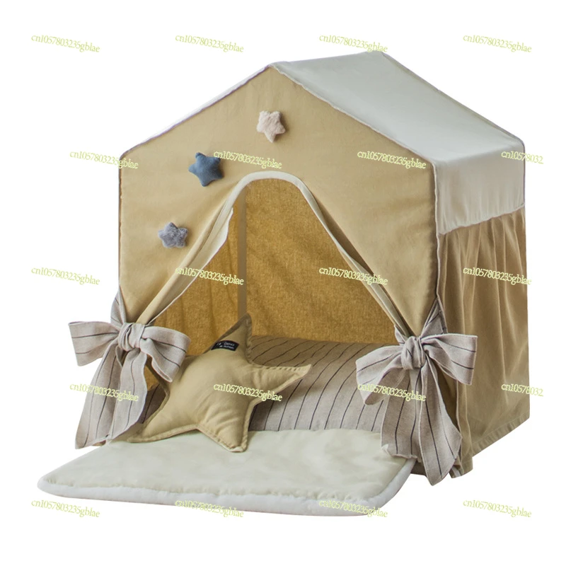 Semi-enclosed Pet Tent Winter Cat Nest Four Seasons Indoor Villa Dog House Removable and Washable