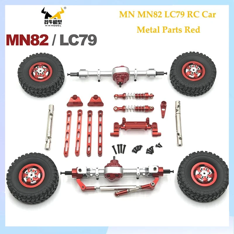 RC Car Upgrade Parts Kit Metal Modification Replacement Accessories Compatible for 1/12 MN82 LC79 MN78 RC Car Red Spare Parts