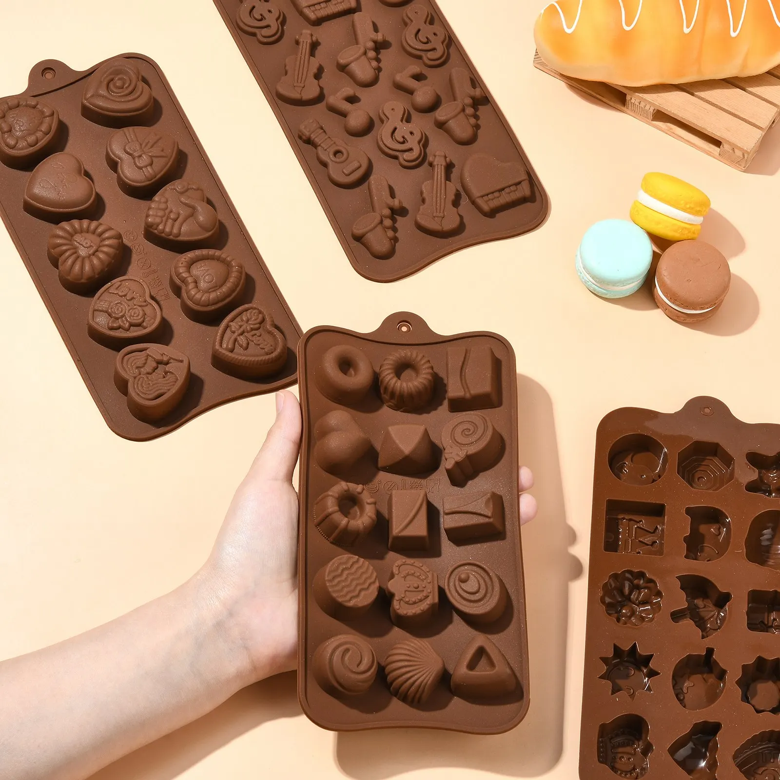 4Pcs DIY Baking Silicone Molds 4 Styles Chocolate Candy Silicone Molds for Cake Wedding Party Decor