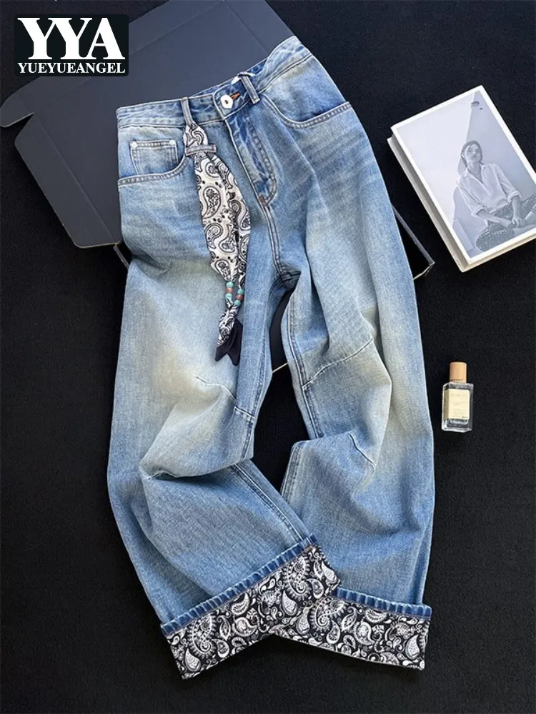 Jean épissé imprimé rétro bleu pour femme, pantalon à jambes droites, taille haute, en Denim, pour le bureau, pleine longueur, offre spéciale, nouvelle collection automne