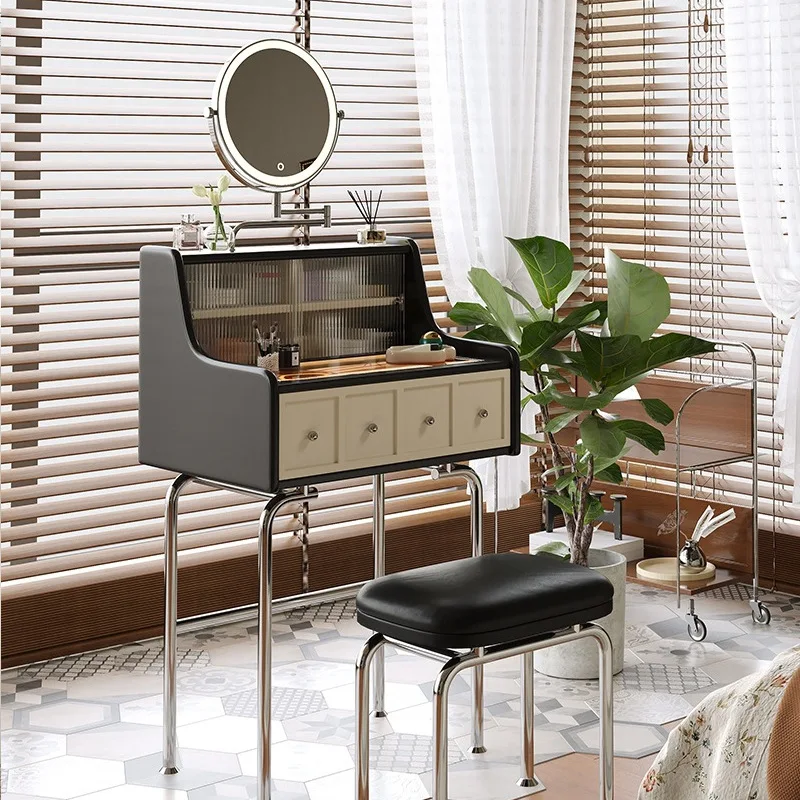 Medieval Black Makeup Vaniti Visible Glass Small-sized Apartments Makeup Vaniti Simple Bedroom Furniture Ban Trang DiemYS40CC