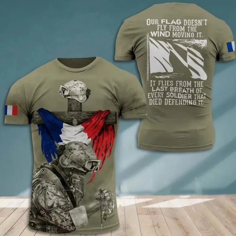 

Popular French special forces round neck T-shirt with 3D digital printing cover, loose casual quick drying short sleeved shirt