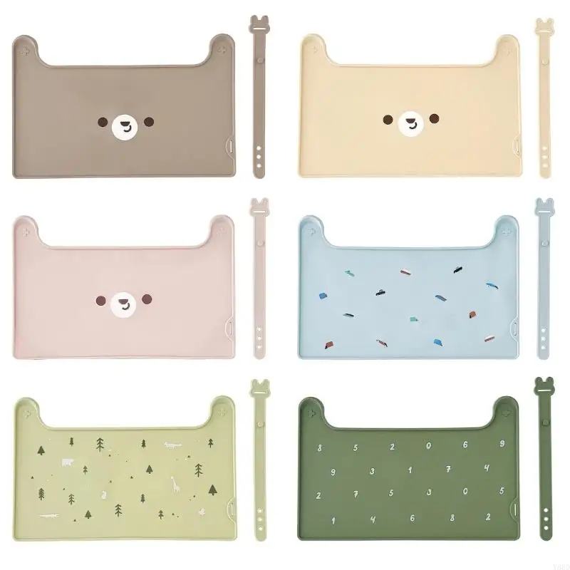 

Y88D Infant Dining Chair Tray Mat Placemat with Storage Strap Easy Cleaning Feature