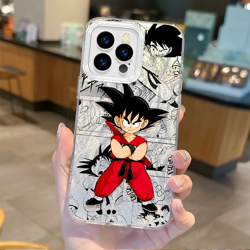 New D-Dragon Balls Goku Anime Gradient Phone Case for iPhone 16 15 14 13 12 11 8 7 6 Pro Max Plus XS XR Hard Non-Slip Back Cover