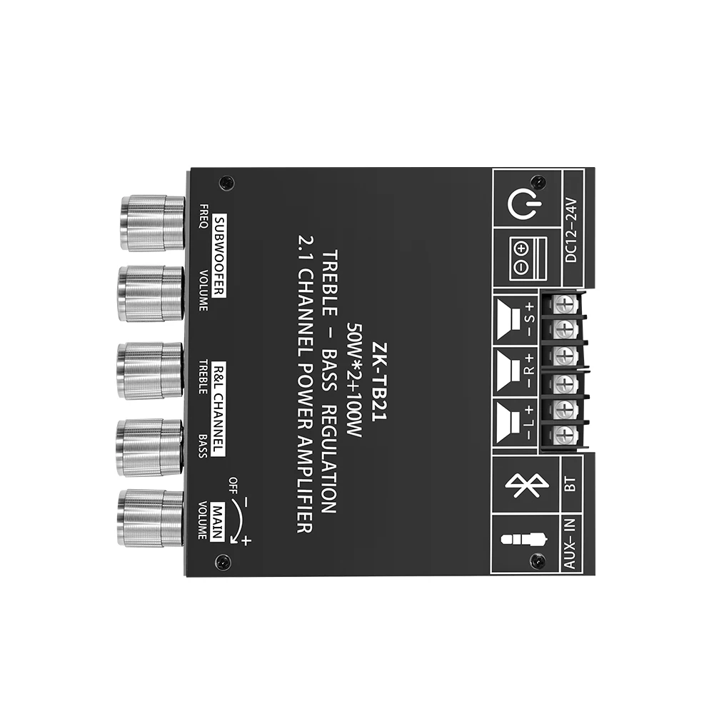 ZK-TB21 블루투스 5.0 서브우퍼 앰프 보드 50W*2+100W 2.1 채널 파워 오디오 스테레오 베이스 AMP TPA3116D2