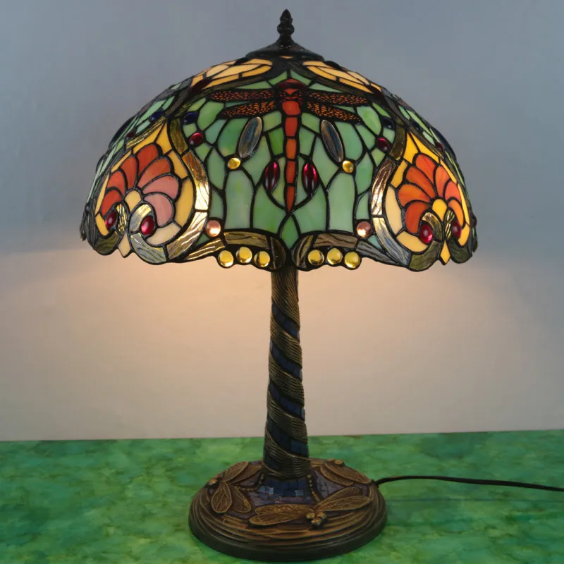 TEMAR Tiffany Glass Table Lamp LED Creative Retro Flowers Desk Light Fashion Decor For Home Living Room Bedroom Bedside