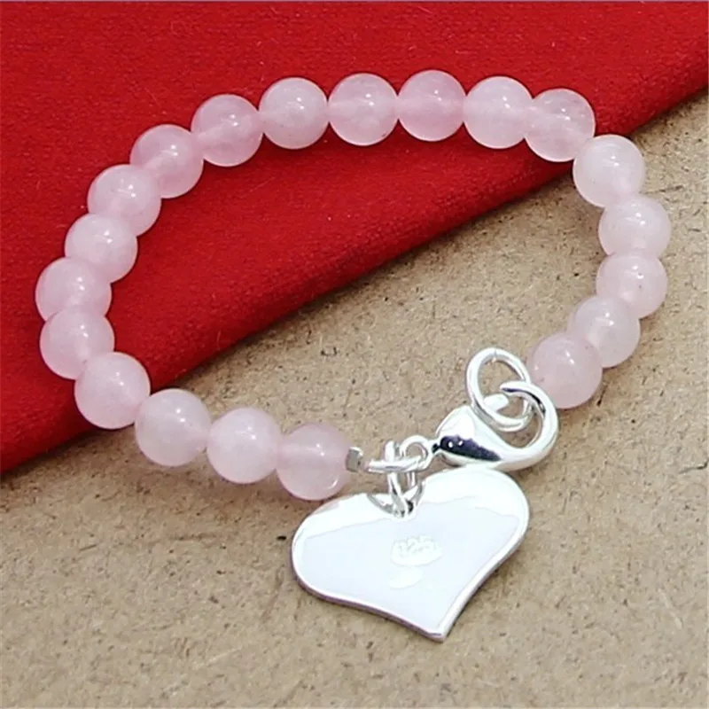 

Luxury 925 Sterling Silver Pink Pearl Heart Bracelet For Women Engagement Wedding Fine Jewelry Fashion Party Gift Wholesale