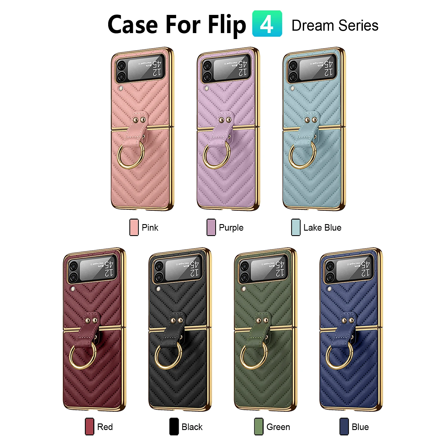 

Case for Samsung Z Flip5 Flip4 Z Flip3 Phone Case Woven Leather Pattern with Ring Folding Stand Plain Leather Protective Cover