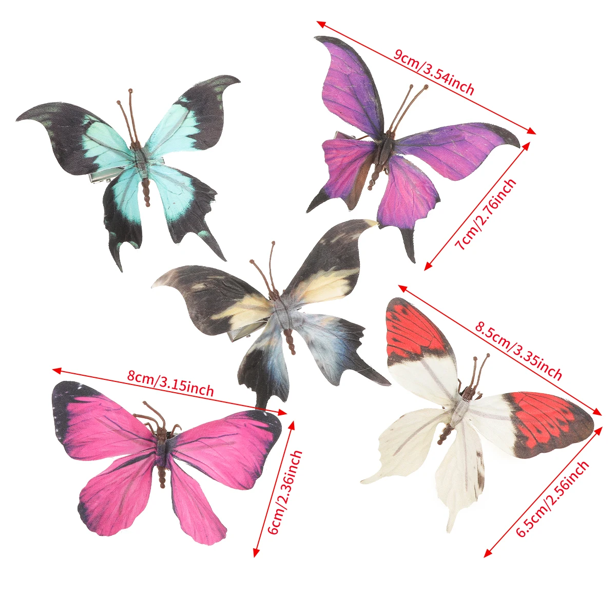 AWAYTR Flannel Butterfly Hairpin Cute Barrette Hair Clip Women Girls Printed Hairgrips Hair Clip Party Hair Accessories