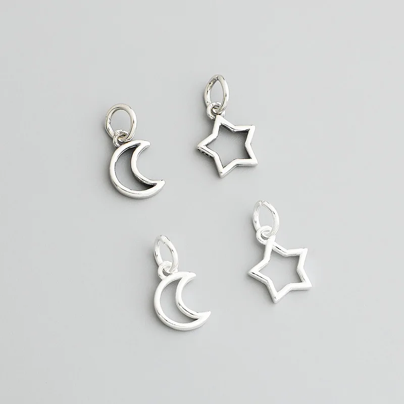 1 قطعة 925 فضة جميلة ستار/القمر الدائري Charms قلادة أقراط خواتم الفضة والمجوهرات المعلقات DIY S925 اكسسوارات الهدايا