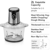 2L Digital Display Electric Meat Grinder Glass EU Plug Powerful Motor Fine Meat Processing Without Effort
