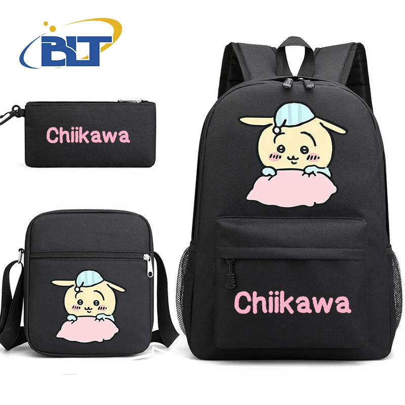 MINISO Chiikawa printed student school bag set children's backpack shoulder bag pencil case three-piece set