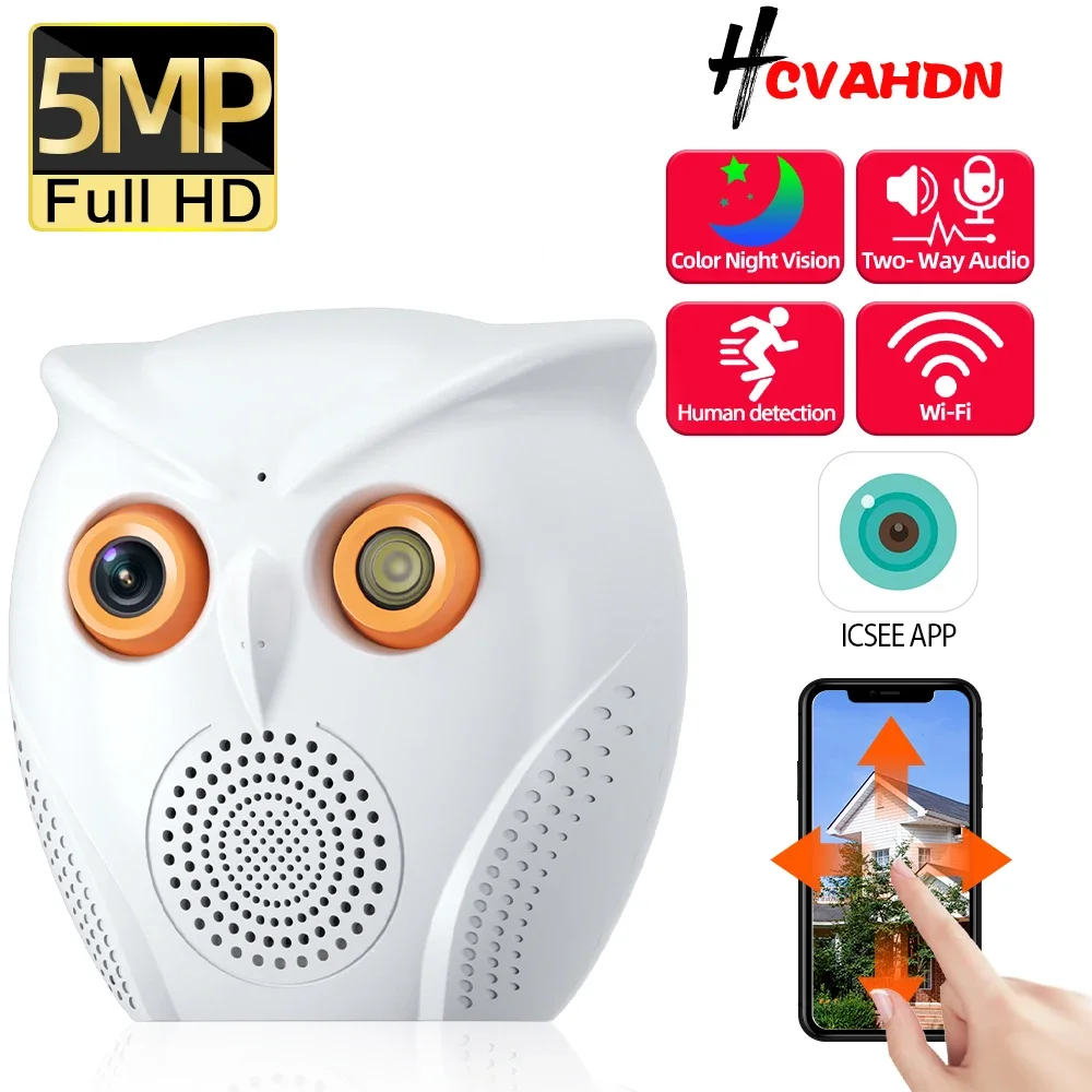 

5MP Inddoor WiFi IP Security Camera Icsee Human Detection Wireless CCTV Video Surveillance Camera Home Baby Monitor Cam Cute