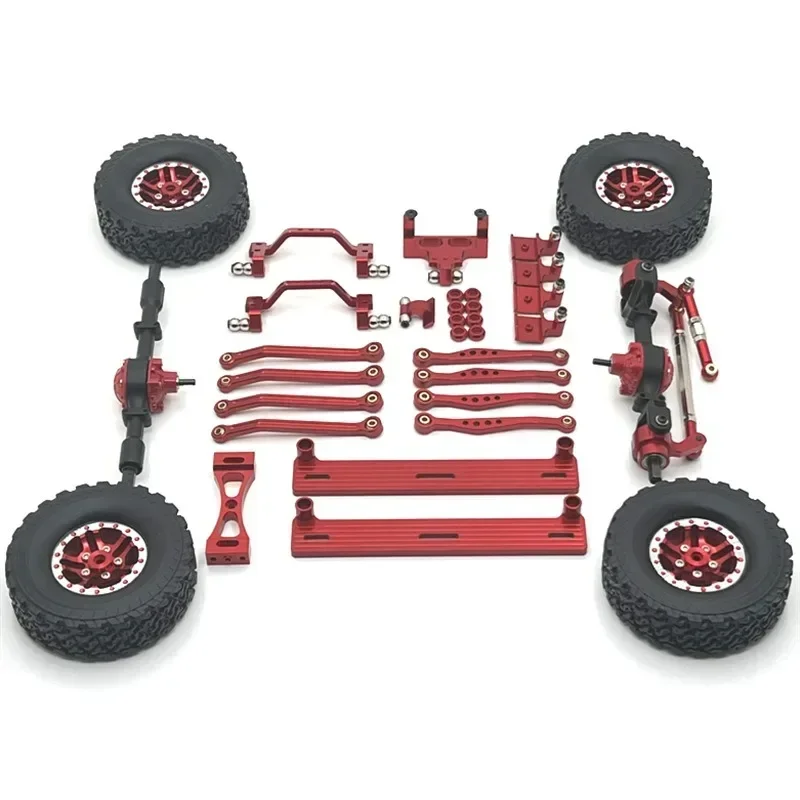Wpl c64 C64-1 metal eixo dianteiro e traseiro chassi ligação haste puxar montagem pedal lateral conjunto de pneus 1/16 rc carro atualização peças