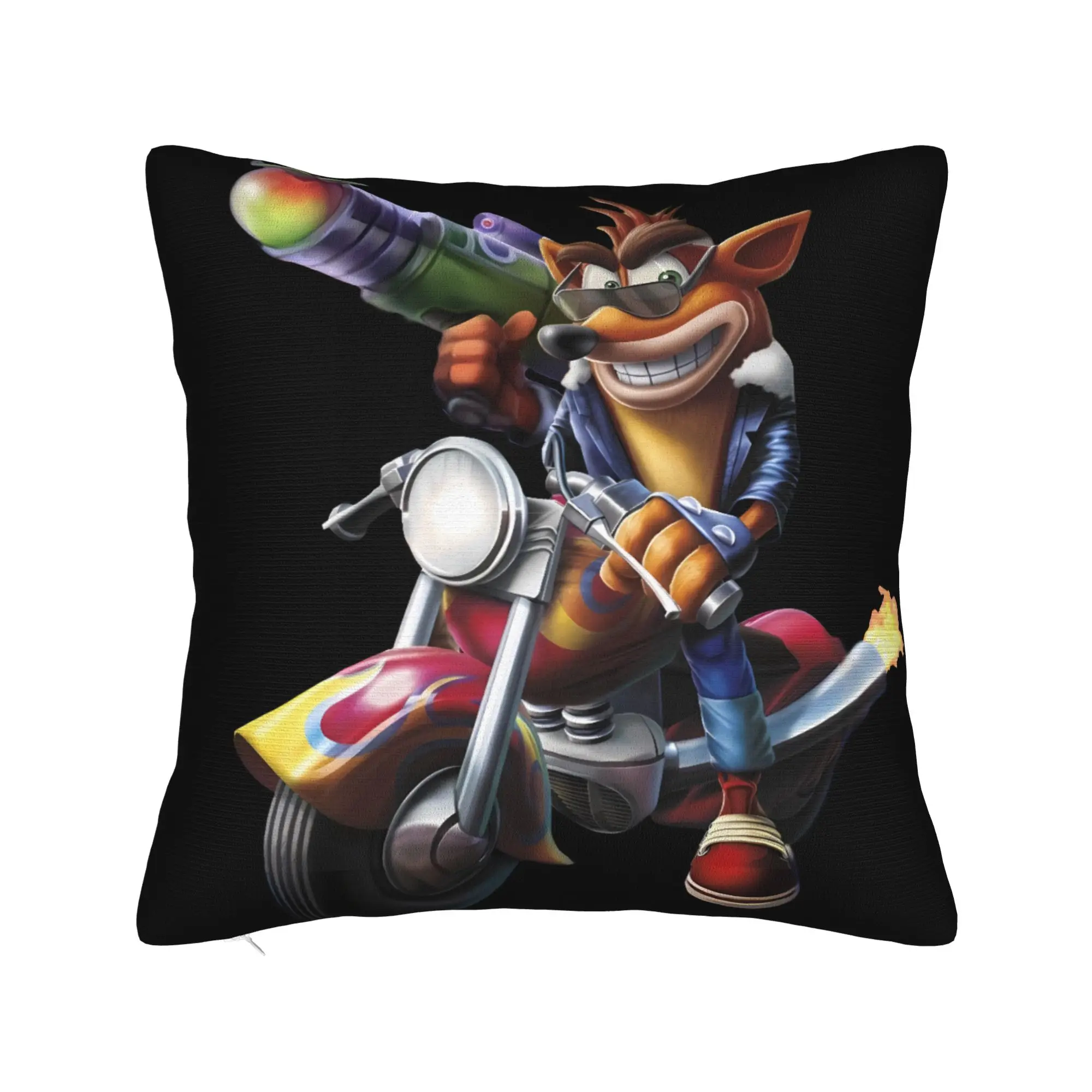 Pillow Case Crash Bandicoot Bike Ride Custom  Pillow Cover For Sofa Bedroom Home Decor Morden Pillowcases