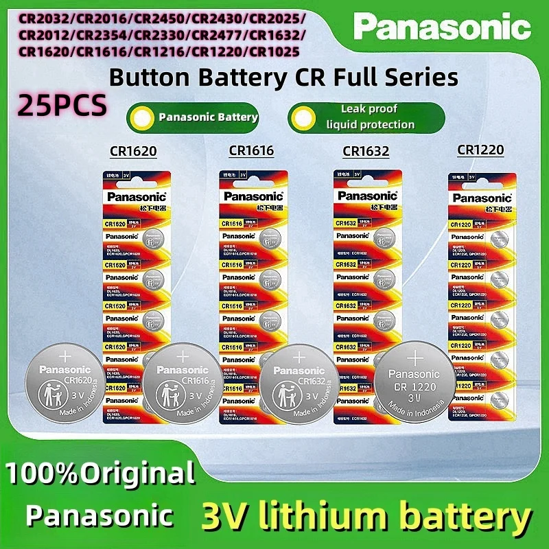 

100%Original 25PCS Panasonic CR2032 battery pila cr2450 CR2025 CR2016 CR2430 CR1220 CR2012 CR2477 CR1620 CR1632 CR1616 battery