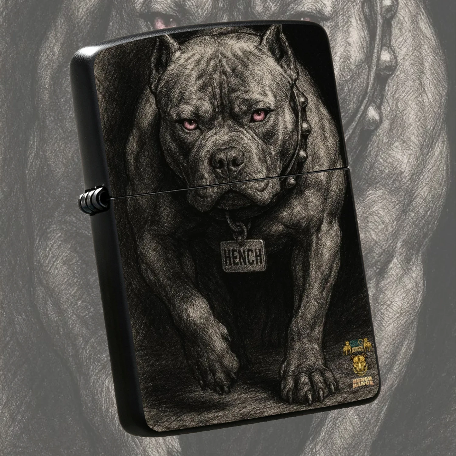 Stylish Hench Pitbull Pattern Lighter, Artistic Detailed Pet Portrait Design, All-Scenario Usable Portable Ignition Tool, Durable Exquisite Decorative Accessory For Outdoor Travel Home Office Gifting Daily Use A Humorous And Interesting Lig