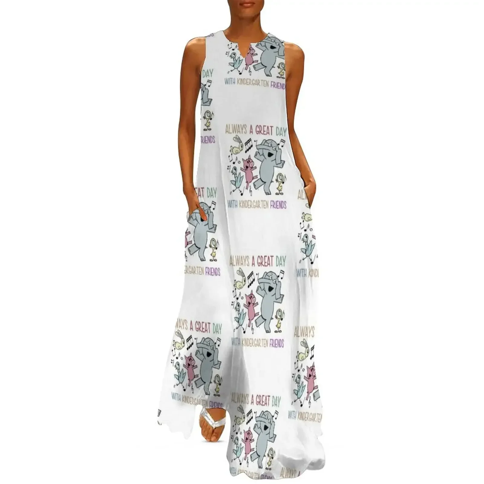 

Always A Great Day With Kindergarten Friends Long Dress summer dress woman 2025 Dress