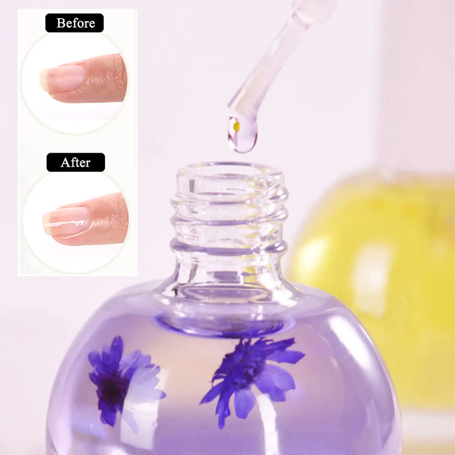 15 ml/fles Paarse Lavendel Nagelvoeding 9 Geuren Olie Gedroogde Bloemen Waterontharder Nail Art Care Cuticle Revitalizer Olie Gellak *