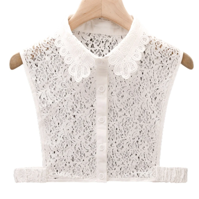 

Women Girls Detachable Half Shirt Dickey Blouse Hollow Out Floral Lace Elegant Fake Collar Autumn Sweater Decorative Dropship