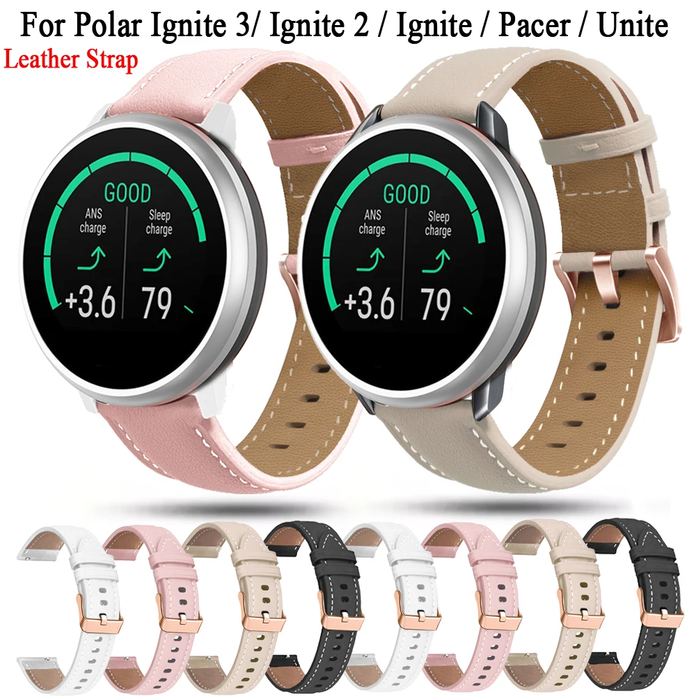 Hot 20mm Leather Watch Strap For Polar Ignite 3 2 1 Watchband Bracelet woman Wristband Correa For Polar Unite/Pacer/Pacer Band