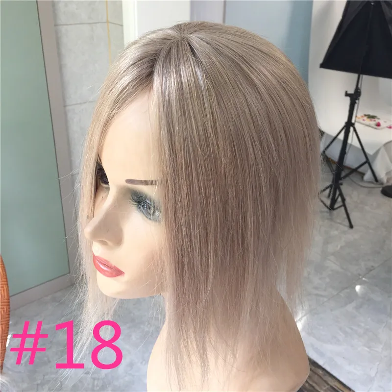 Vsrhair-Topper de cheveux humains cousus avec deux clips pour femme, pardessus invisibles pour la perte de cheveux, blond miel, densité 150%, 45cm