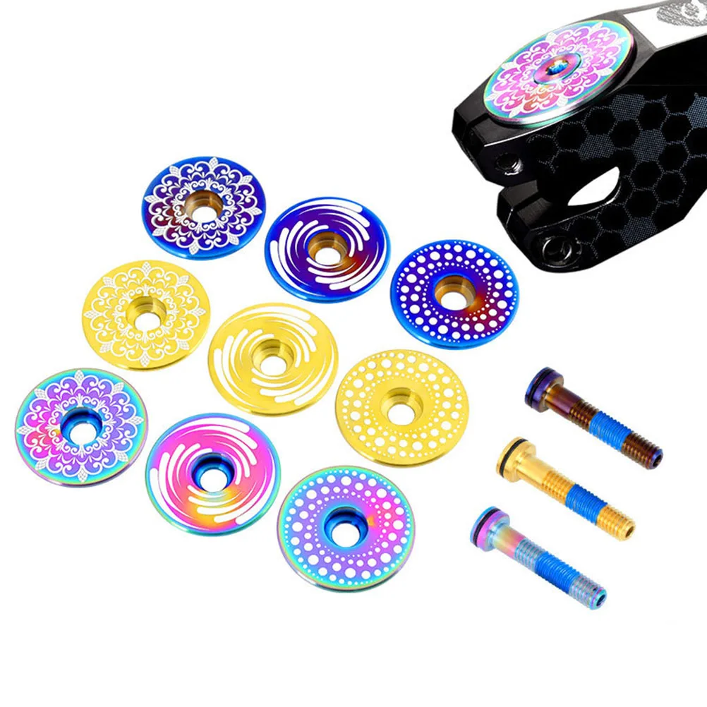 مجموعة واحدة من لوازم الدراجة، غطاء سماعة الرأس من سبائك التيتانيوم عالي القوة بدون تشوه، سهل التركيب لدراجة الطرق الجبلية اللامعة #5