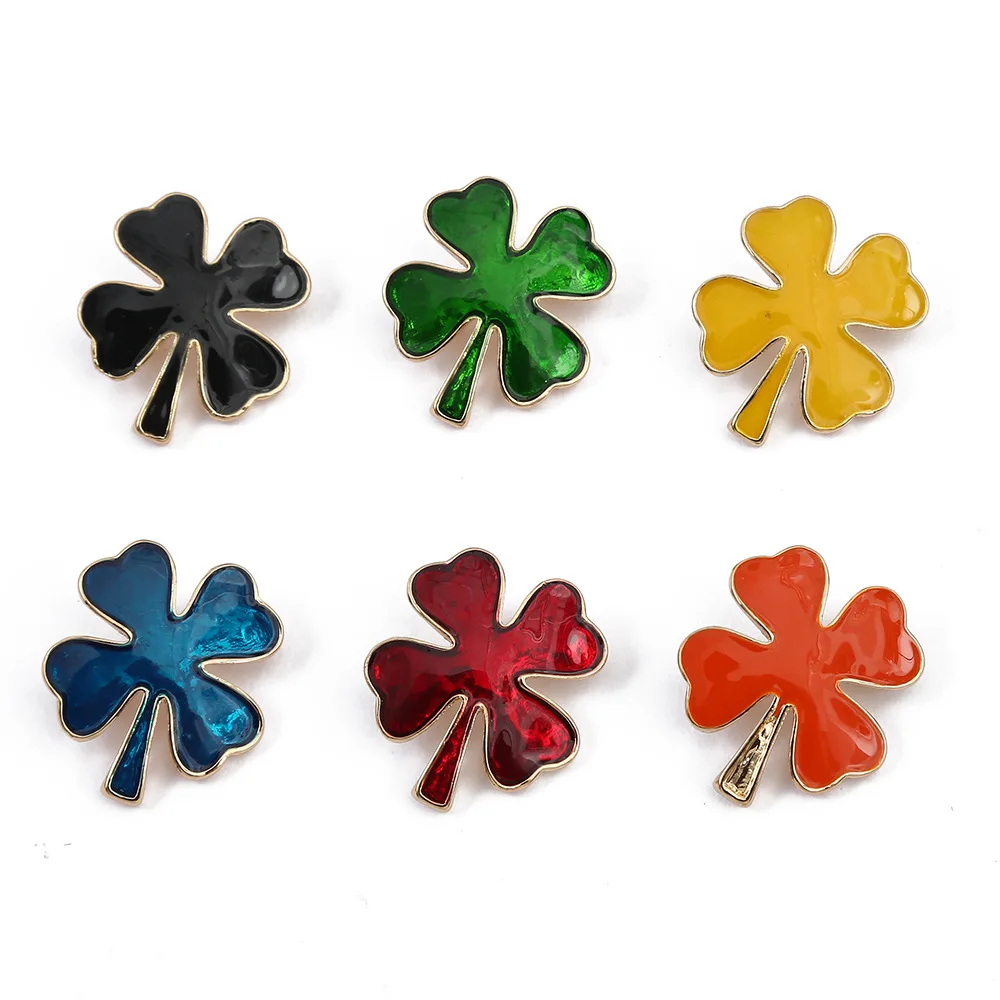 Cross border niche design temperament pin clothing accessories, colorful clover solid color brooch
