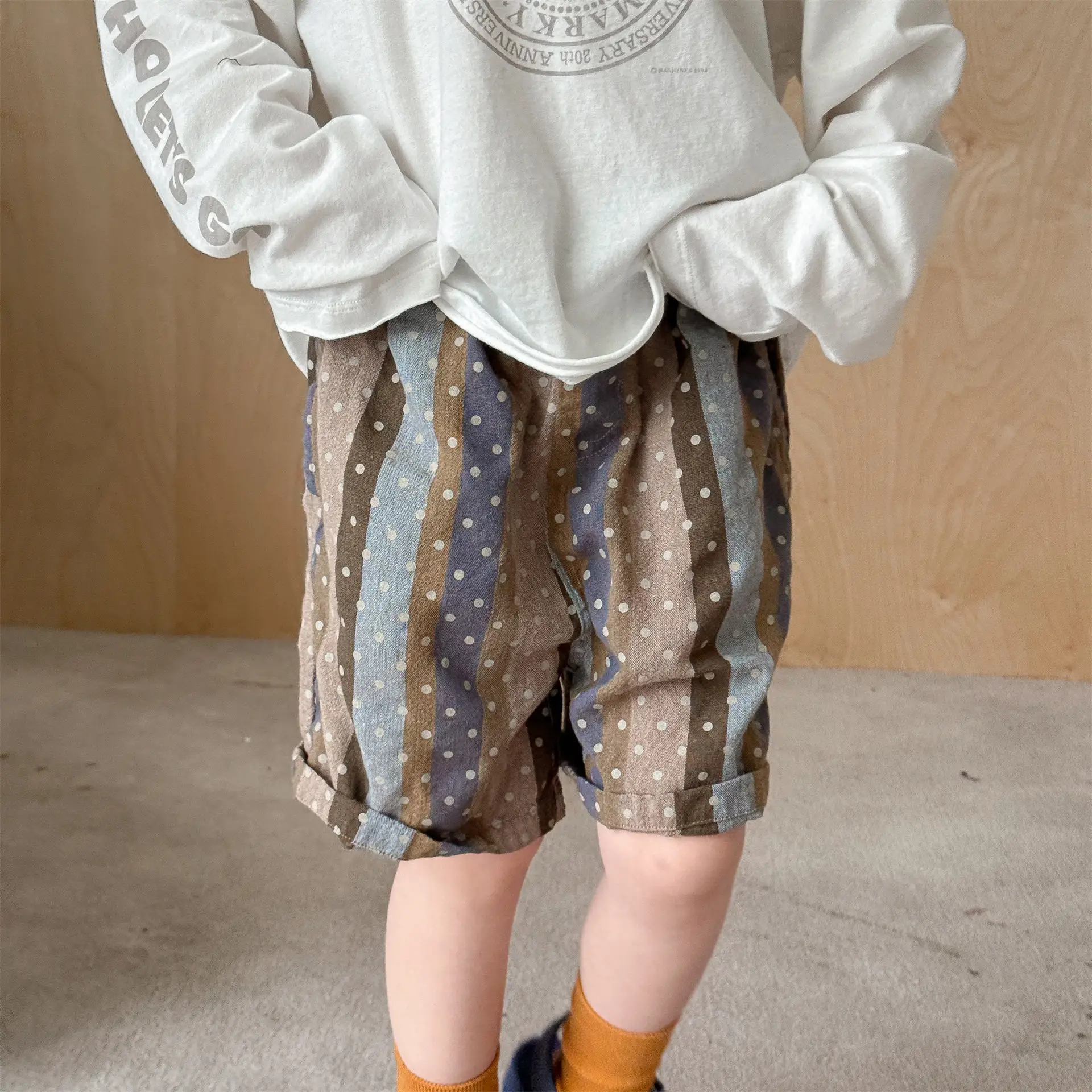 

2026 Summer New Children Loose Shorts Cotton Boys Striped Casual Shorts Baby Girls Polka Dot Print Shorts Kids Clothes