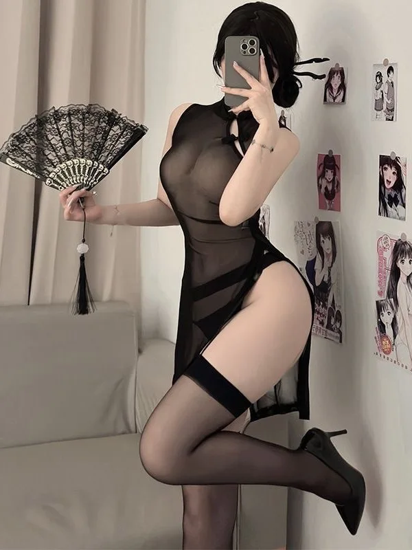 Sexy conjunto apaixonado, sexy tentação malha puro desejo uniforme vestido de comissário de bordo elegante malha renda doce quente sexy vestido r7hm