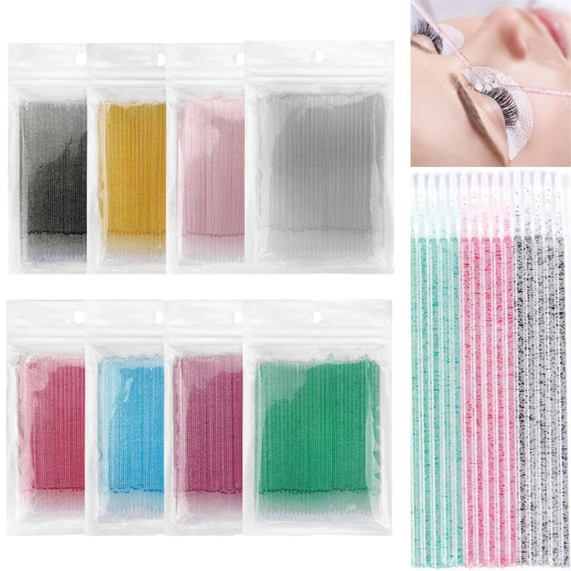 

100pcs/bag Disposable Eyelash Extension Glue Remove Cotton Swab Micro Individual Lash Removing Applicator Wands Makeup Tool