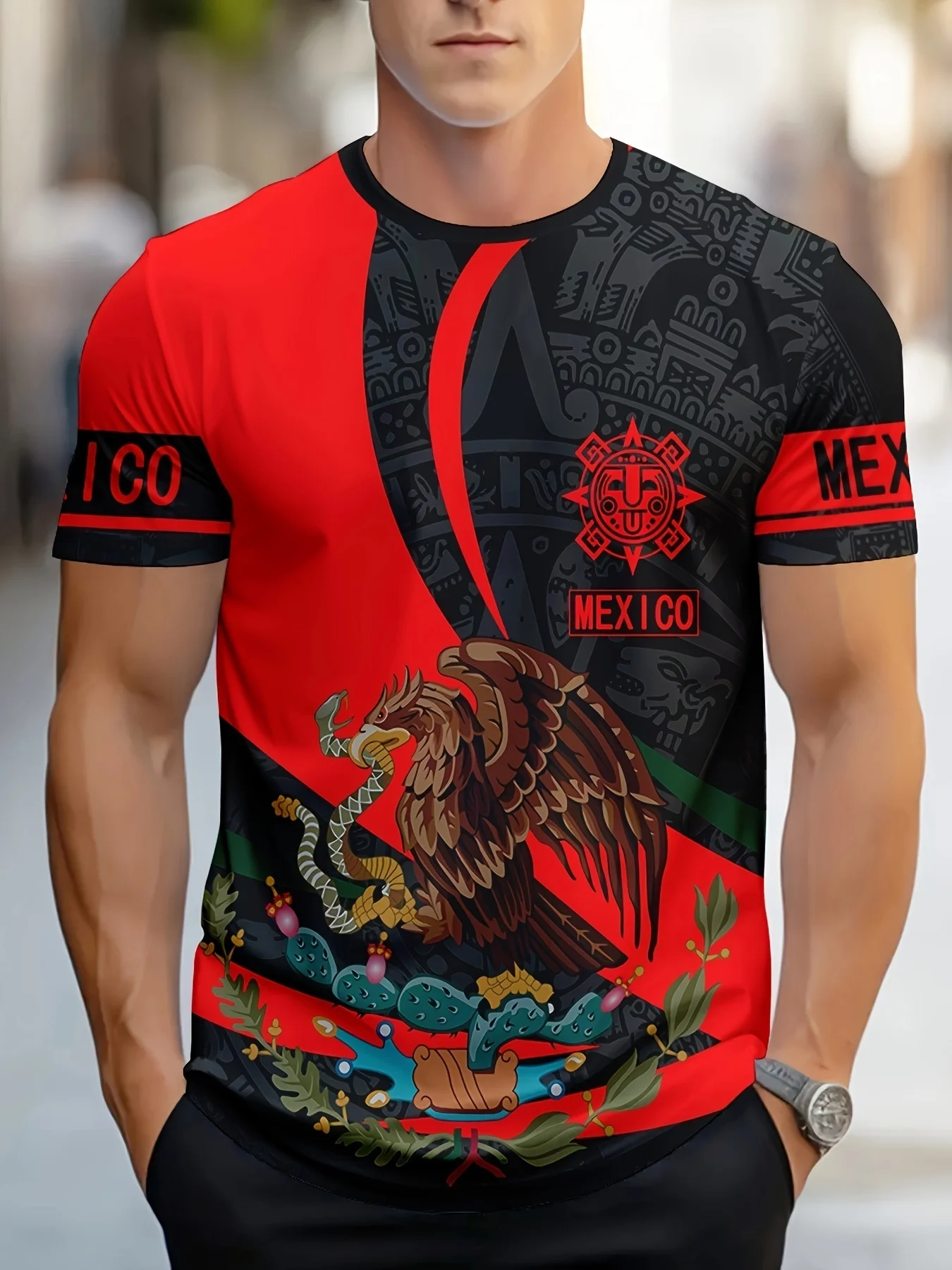 Camiseta con estampado de bandera a la moda para hombre, camisetas con cuello redondo para hombre, jersey de verano para hombre, camisetas de manga corta con cuello redondo, ropa informal