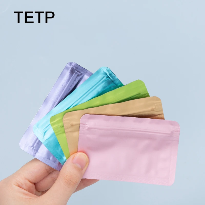 TETP 50 sztuk Mini folia aluminiowa torby Ziplock na kolczyki z biżuterią naszyjnik przenośny odporny na wilgoć dla małych firm z możliwością ponownego zamykania