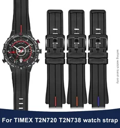 For TIMEX watch T2N720 TW2T76300 T2N721 T2N738 Series Black Waterproof Silicone Sports Strap 24*16mm High Quality Rubber band