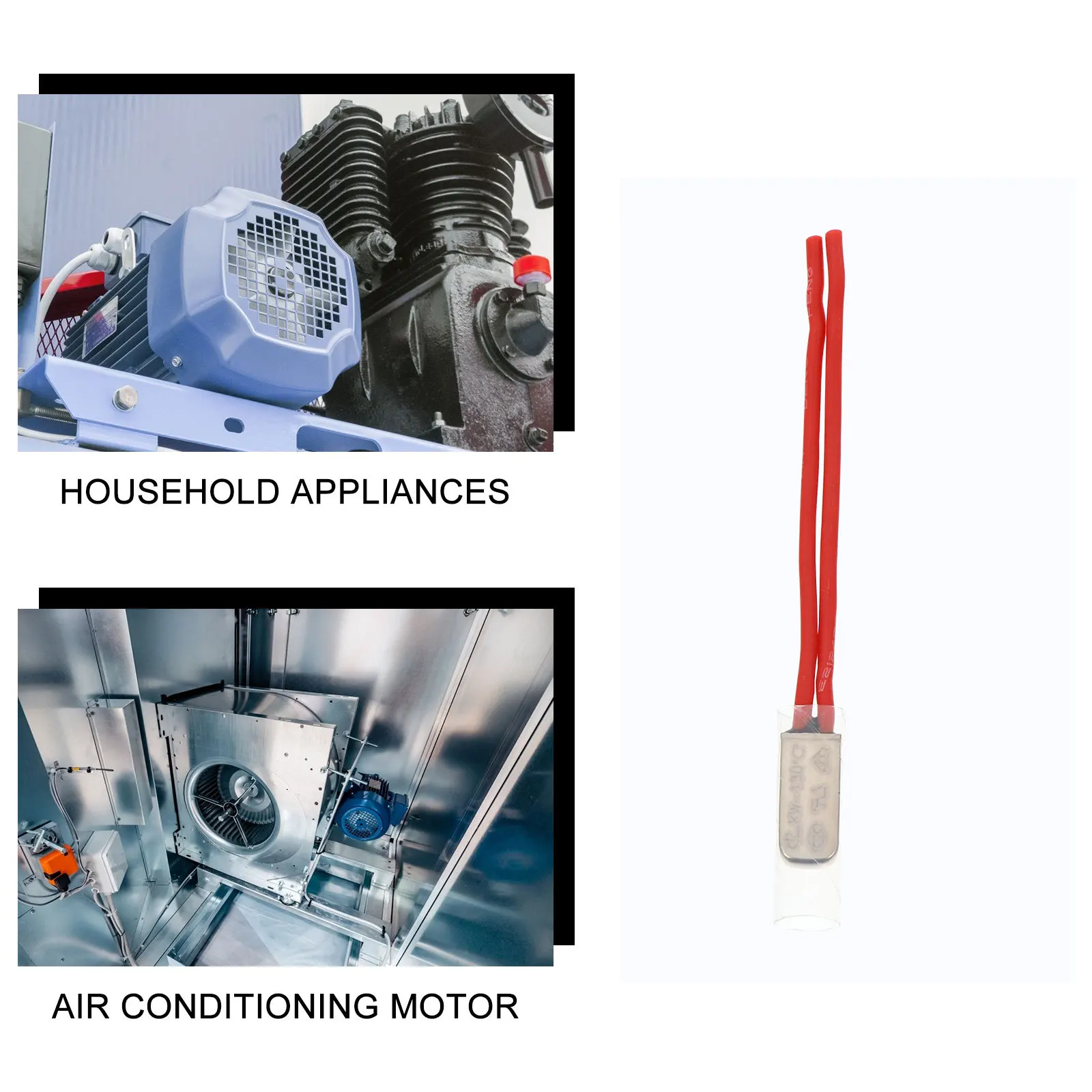 

10Pcs Close Temperature Switch 130 Degree Thermal Protector Durable Motor Thermal Control Auto Thermostat Close Temperature