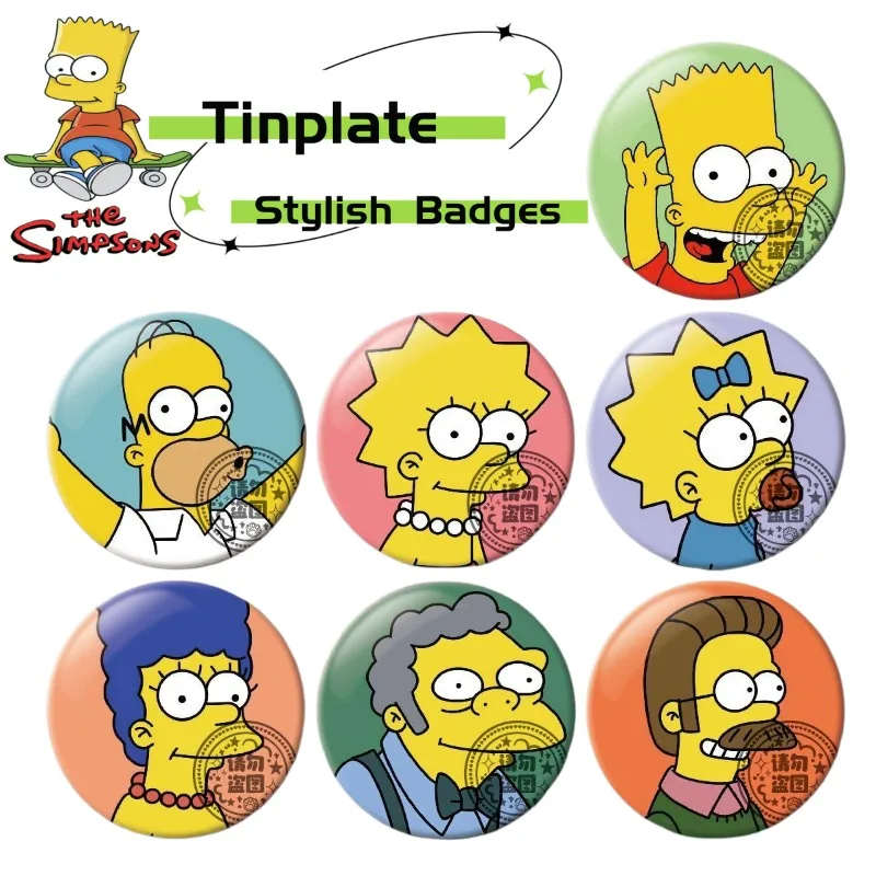 

The Simpsons tin badge, cute, trendy, cartoon, personalized, kawaii, creative, simple pendant, birthday gift for friends