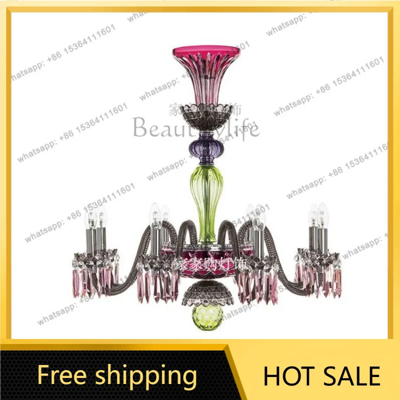 French red-green villa dining room bedroom light luxury high-end living room crystal luminous ornament
