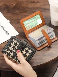 22 card slot holders fashion PU leather coin bag anti demagnetization wallet bag organizer print/Houndstooth plaid card bag