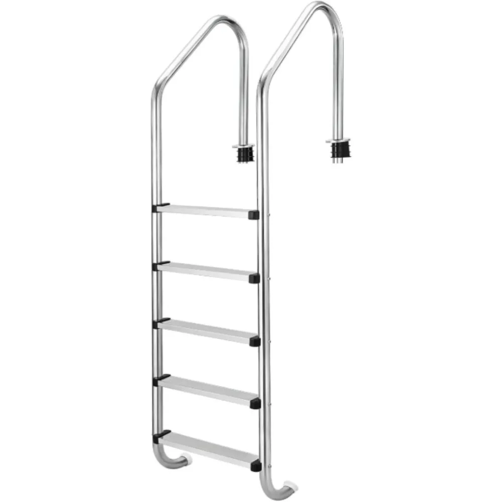 

5-step stainless steel in-ground pool ladder with handrails, rust-resistant heavy duty, non-slip steps, 385 lbs load capacity, e