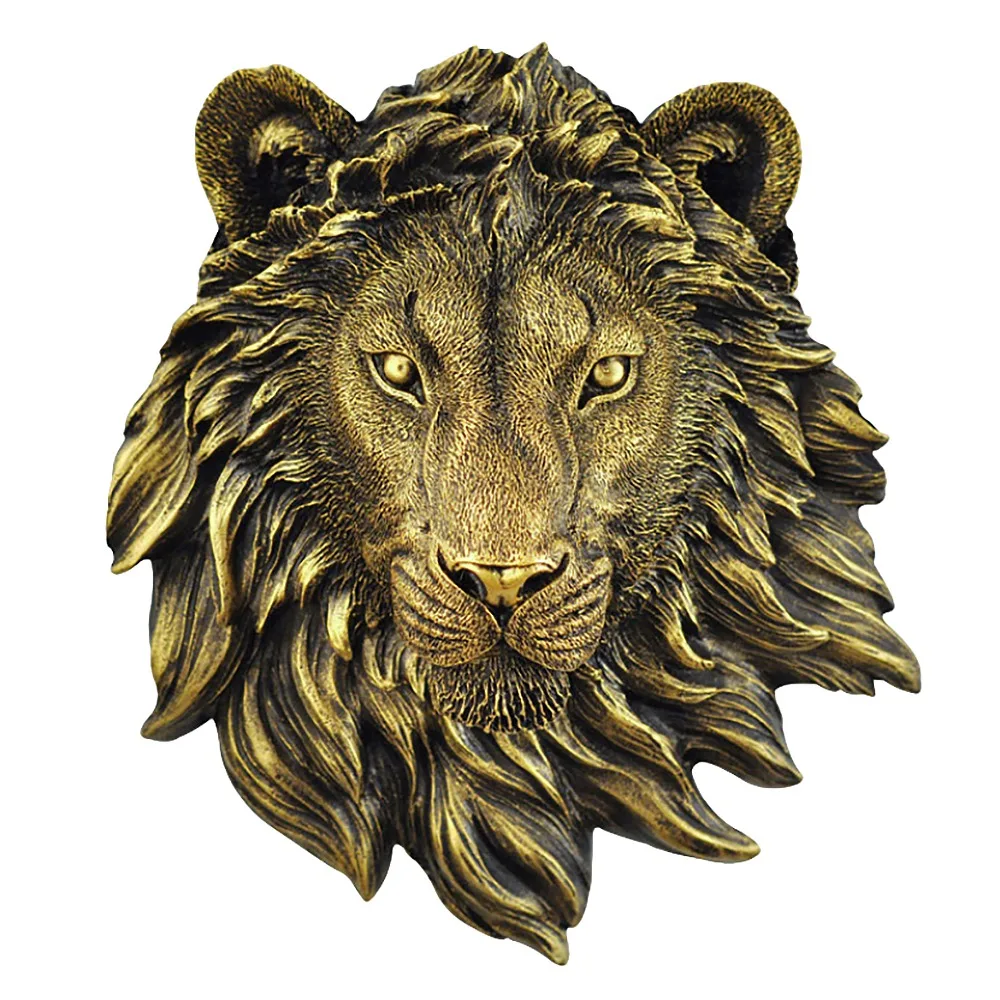 1Pcs Animal Head Wall Decor Lion Wall Decor Wall Statue Home Decor Creative Simulation Statue