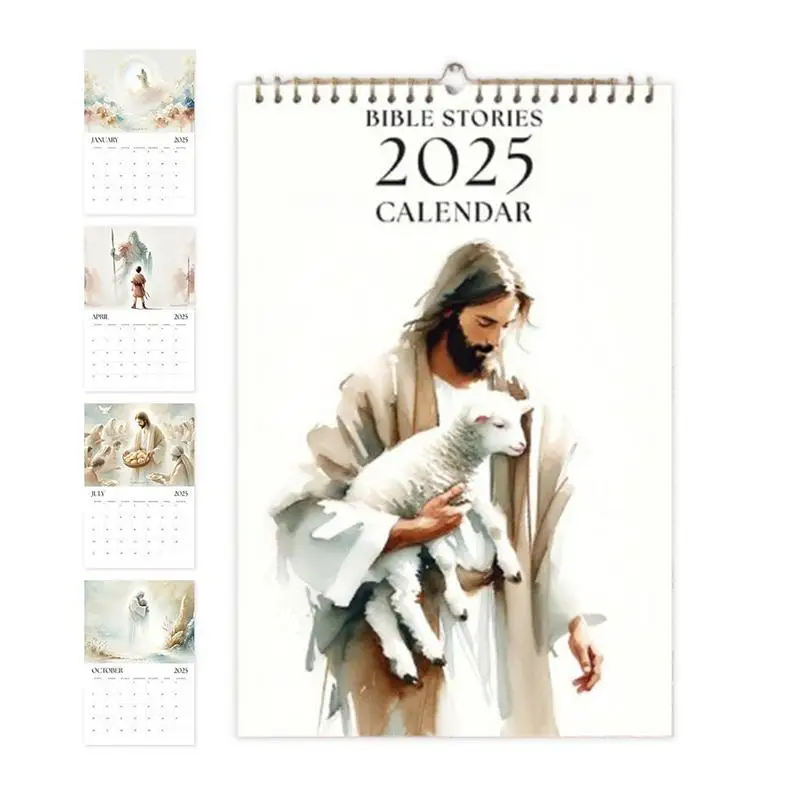 

2025 Christian Bible Stories Wall Calendar Monthly Bible Wall Calendar Christian Bible Stories home decor new year gifts
