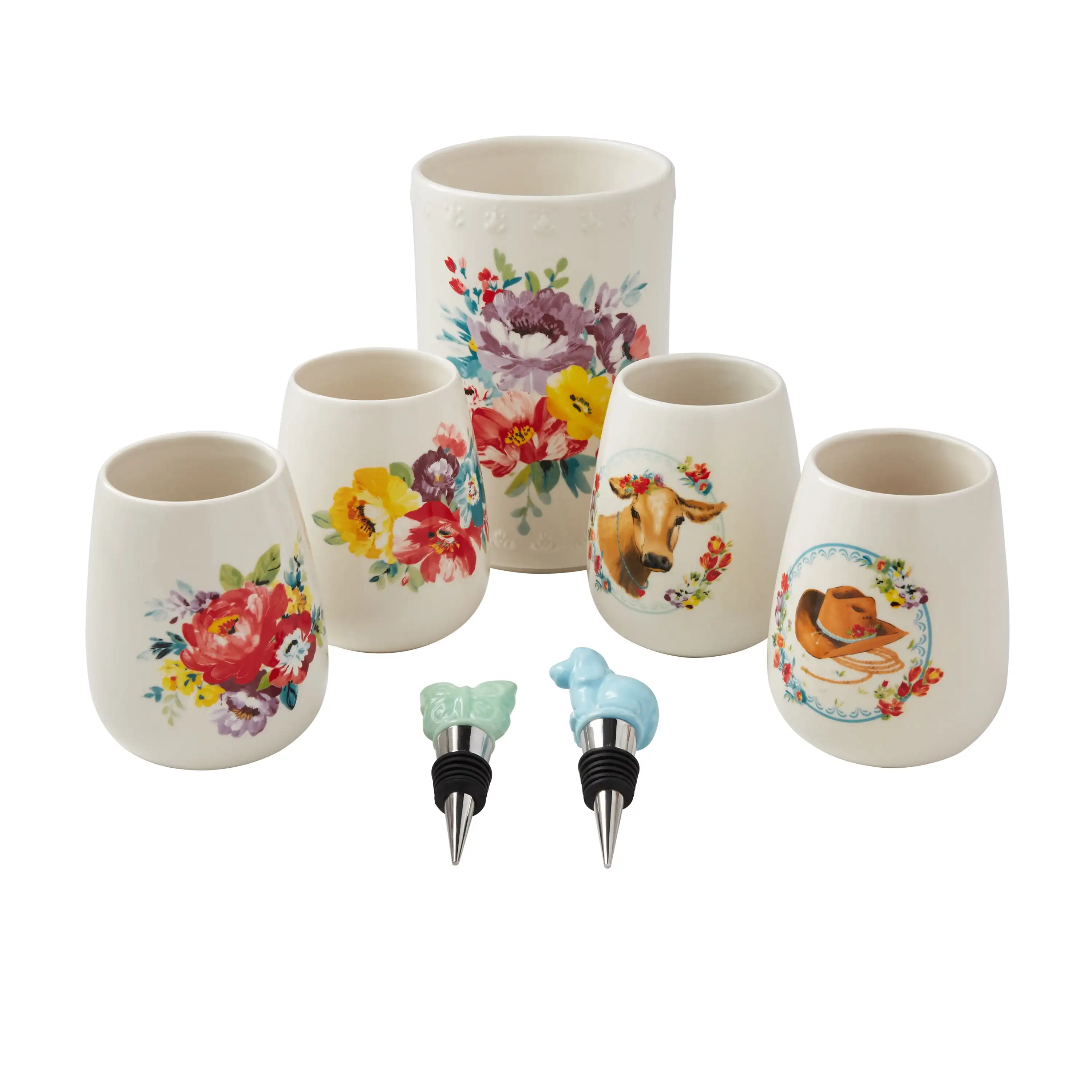 

Sweet Rose 7-Piece Stoneware Wine Set