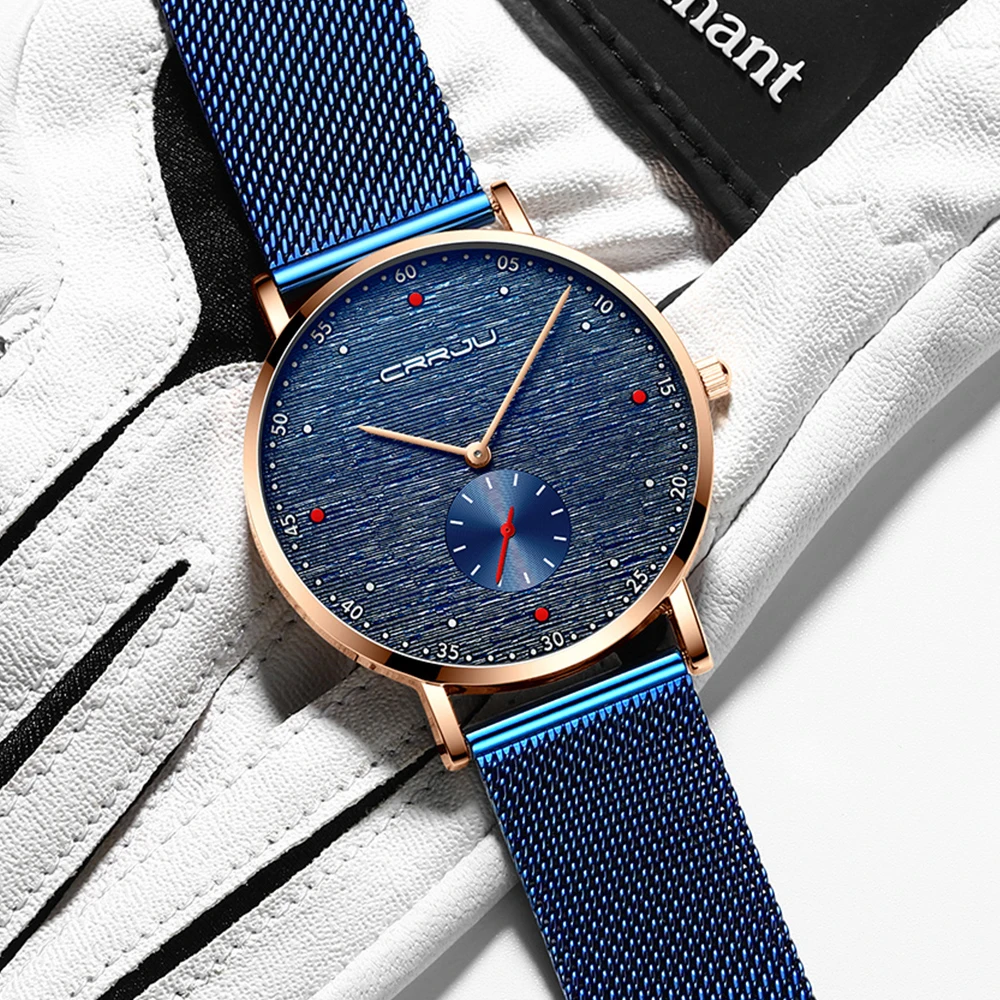 CRRJU Watch Top Brand Luxury Watch Men Stainless Steel Business Clock Waterproof Watches Mens Luxury Sport Quartz Wrist Watch