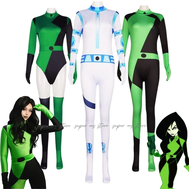 Female Shego Cosplay Costume Lingerie Women Girls Sexy Outfit Top Pants Fantasia Halloween Carnival Party Roleplay Disguise Suit