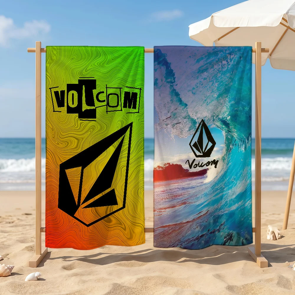 Fashion V-Volcom-M Logo Towel Sports Quick Dry Travel Camping Sandproof Soft Light Large Beach Towel
