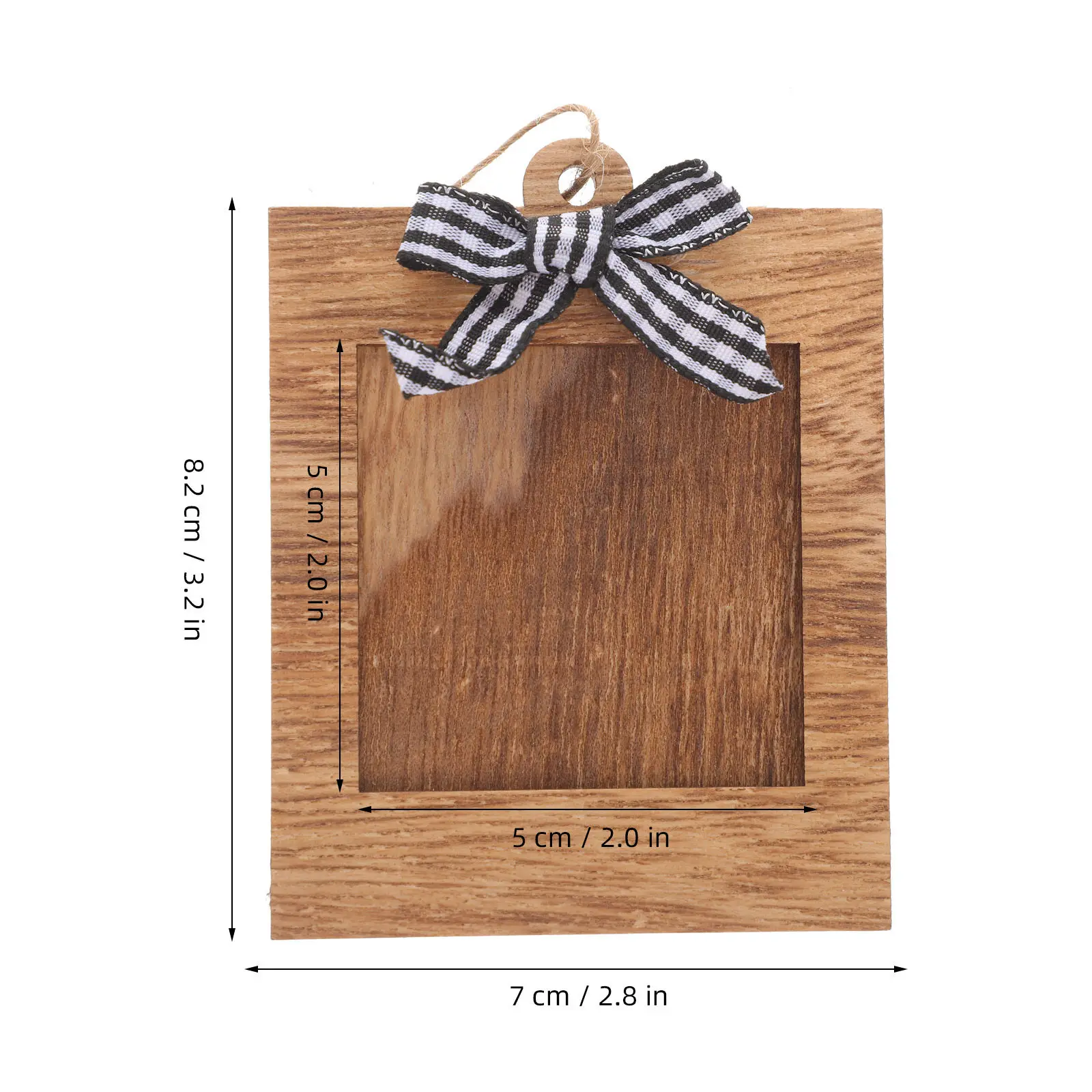5Pcs Wooden Hanging Photo Frame with Bowknot 2 Inch Bow Picture Frame, Decorative Craft Display Ornament for Home Wall Decor